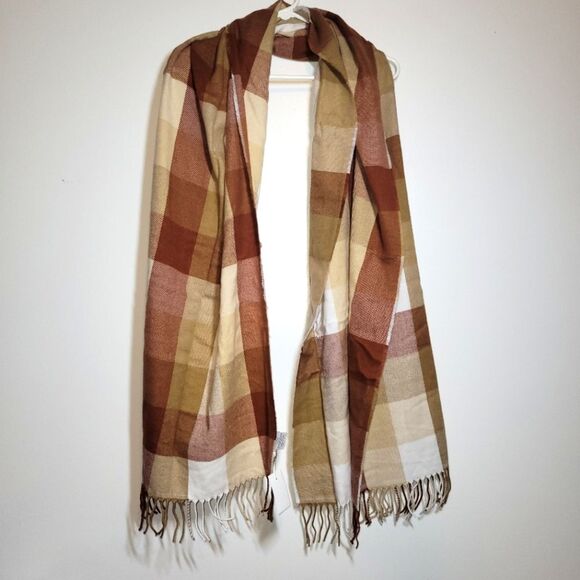 New J Crew Ivory Hot Desert Plaid Scarf - Picture 2 of 7